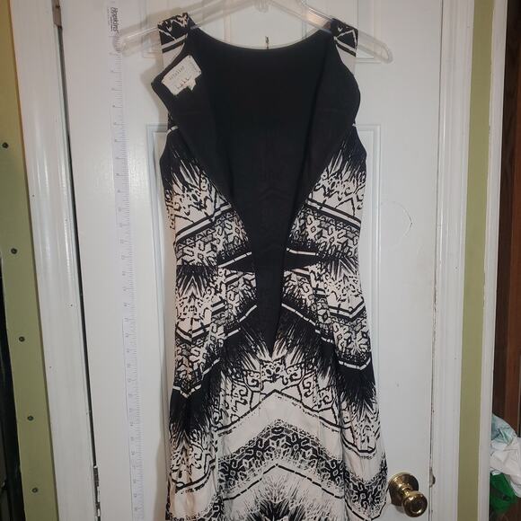 Nicole Miller Artelier Black White Printed Knee Length Sleeveless Silk Dress 0 - Picture 5 of 5